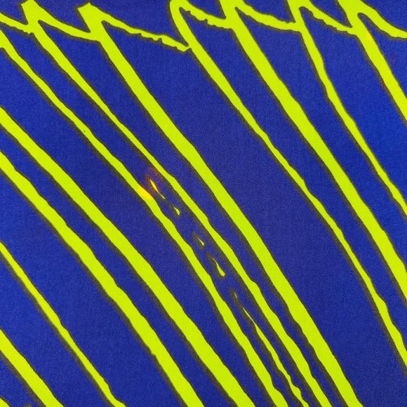 Geoffrey Beene Purple and Lime Green Silk Scarf - Signed - Picture 3 of 11